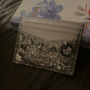 Kate Spade Silver Gem-Embellished Card Holder